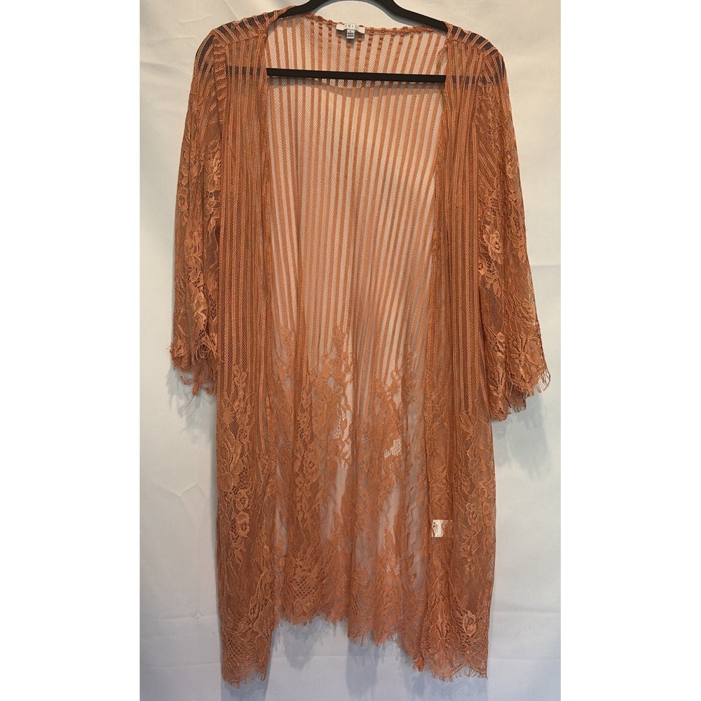 IRIS Long Lace Sheer Open Front Robe/Cover Up/Kimono Large Floral Romantic Large